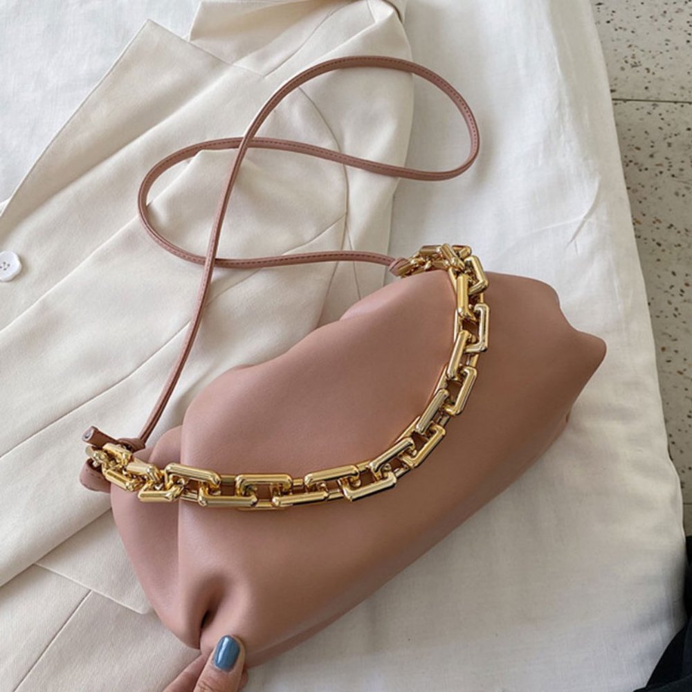 Cloud Design Chunky Chain Pink Shoulder Bag